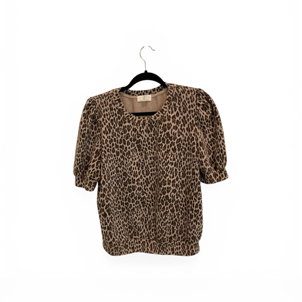 Anthropologie Leopard Print Puff Sleeve Top
